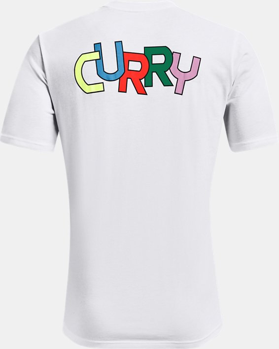 男士Curry籃球圖案T恤 in White image number 5